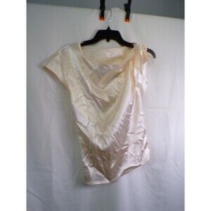 VIDUSSA VJ Satin Blouse Top Women's XS Champagne Ivory Sleeveless